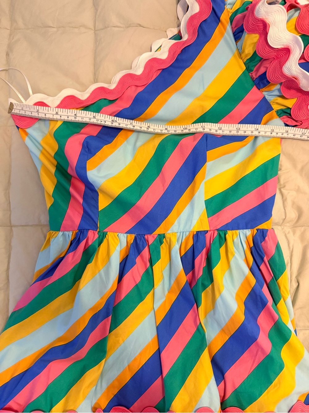 Sugarlips Multicolor Stripe One Shoulder Ruffle Tiered Mini Dress - Size XS NWT - Picture 13 of 15
